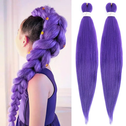 ๐ Long Purple Braiding Hair 24 Inch โ Pre-Stretched Extensions for Braids, Twists & Costume (BOGO Offer)