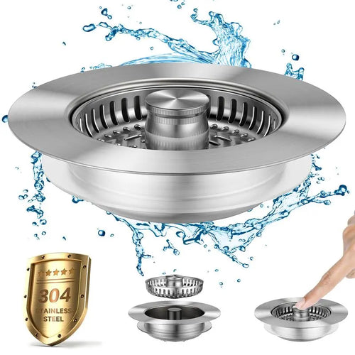 3-in-1 Kitchen Sink Stopper & Strainer, Heavy-Duty Stainless Steel