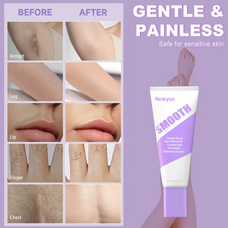Newyuo Painless Hair Removal Cream – Gentle & Fast, Aloe-Enriched, For Sensitive Skin & Intimate Areas