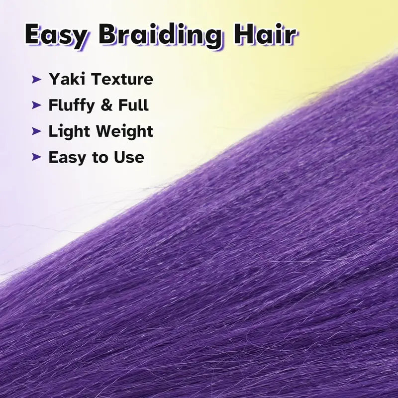 ๐ Long Purple Braiding Hair 24 Inch โ Pre-Stretched Extensions for Braids, Twists & Costume (BOGO Offer)