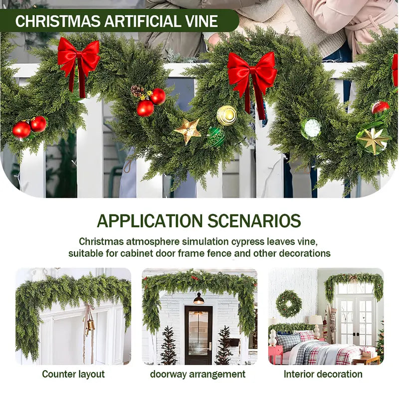🎄 6FT Artificial Cedar Garland (2 Pack) – Lifelike Greenery for Indoor & Outdoor Xmas Decor