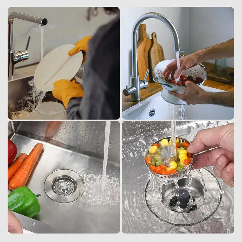 3-in-1 Kitchen Sink Stopper & Strainer, Heavy-Duty Stainless Steel