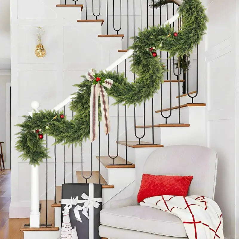 🎄 6FT Artificial Cedar Garland (2 Pack) – Lifelike Greenery for Indoor & Outdoor Xmas Decor