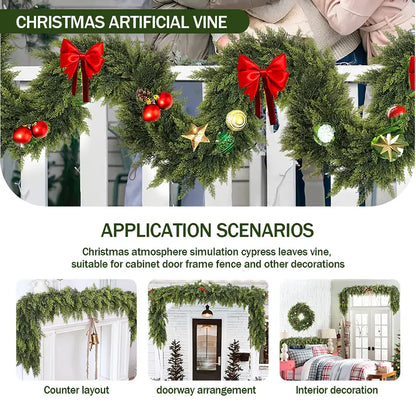 🎄 6FT Artificial Cedar Garland (2 Pack) – Lifelike Greenery for Indoor & Outdoor Xmas Decor