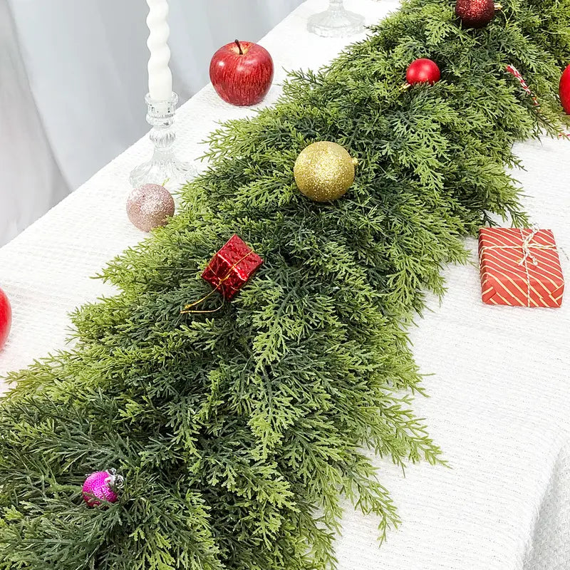 🎄 6FT Artificial Cedar Garland (2 Pack) – Lifelike Greenery for Indoor & Outdoor Xmas Decor