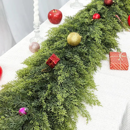 🎄 6FT Artificial Cedar Garland (2 Pack) – Lifelike Greenery for Indoor & Outdoor Xmas Decor