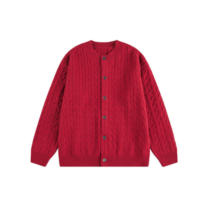 Knitted Cardigan Coat in  Braided Loose Casual Style